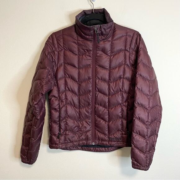 Marmot Quilted Goose Down Puffer Coat Jacket Dark Red Size S - Picture 1 of 7